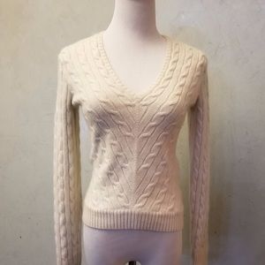 Ralph Lauren Ivory Cashmere V-Neck Sweater